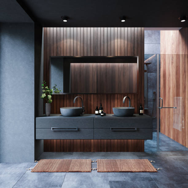 Dark bathroom tile flooring | Brian's Flooring & Design